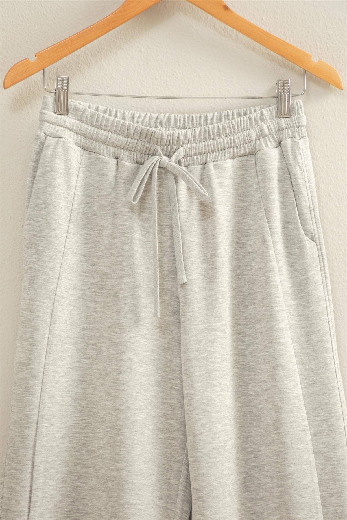 Double Knit High-Waist Wide-Leg Drawstring Sweatpants